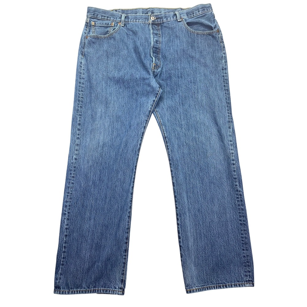 Levi's 501 Jeans Straight Leg Button Fly Classic Denim Blue Mens 42‎ Fits 40"